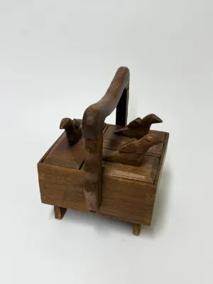 Hand Carved Wooden Bird Caddy Box