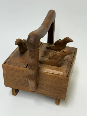 Hand Carved Wooden Bird Caddy Box