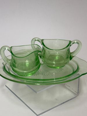 Depression Green Glass Cream & Sugar Serve Set