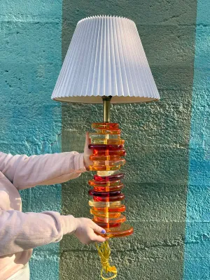 Vintage Modernist Stacked Lucite Table Lamp