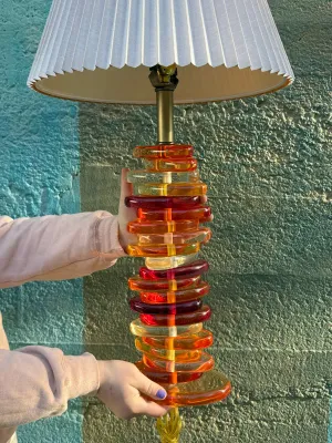 Vintage Modernist Stacked Lucite Table Lamp