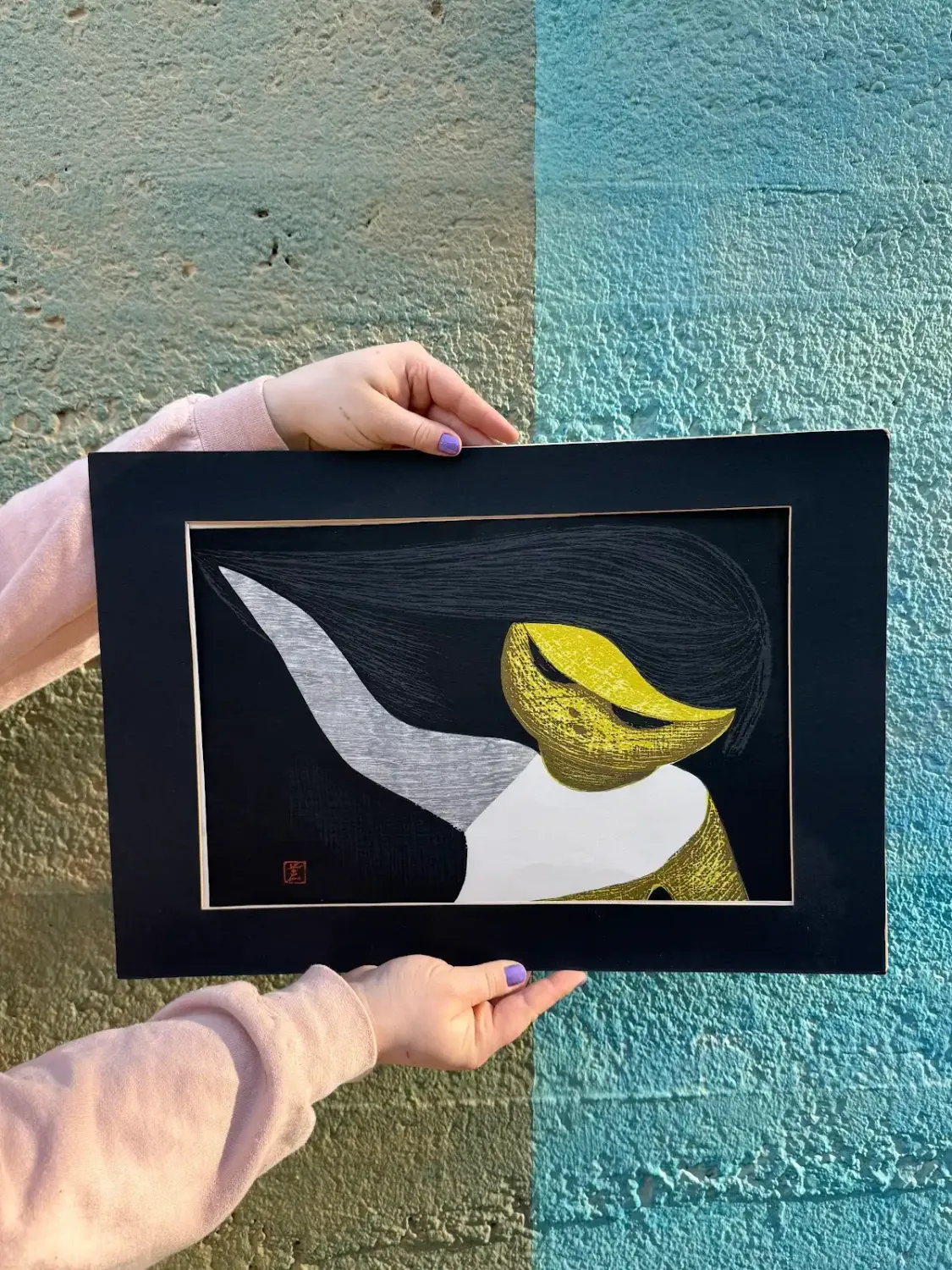 Mid Century Kaoru Kawano Woodblock Print "Gentle Breeze"