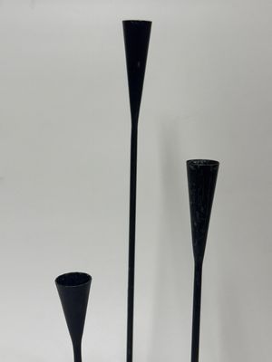 Norwegian Mid Century Iron Candlesticks, trio