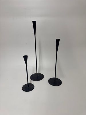 Norwegian Mid Century Iron Candlesticks, trio