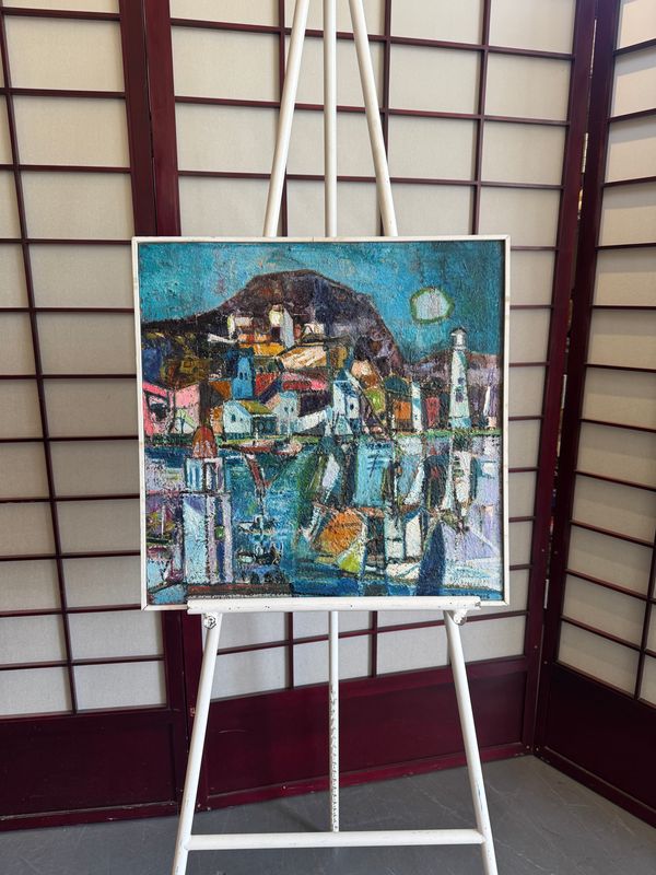 Robert L. Davis Original Dockside Painting on Board