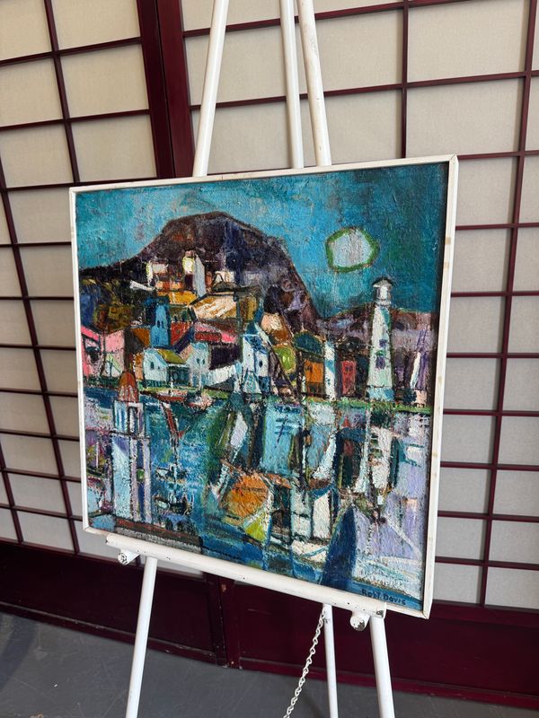 Robert L. Davis Original Dockside Painting on Board