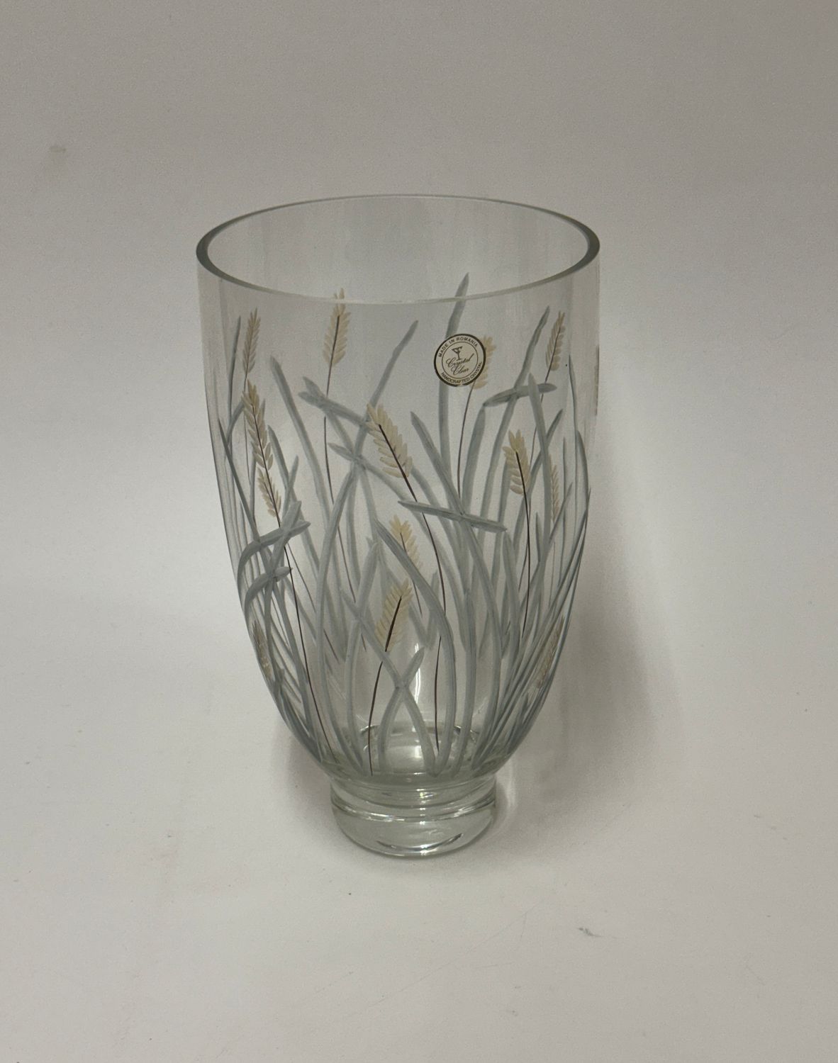Romanion Crystal Vase with Wheat Motif
