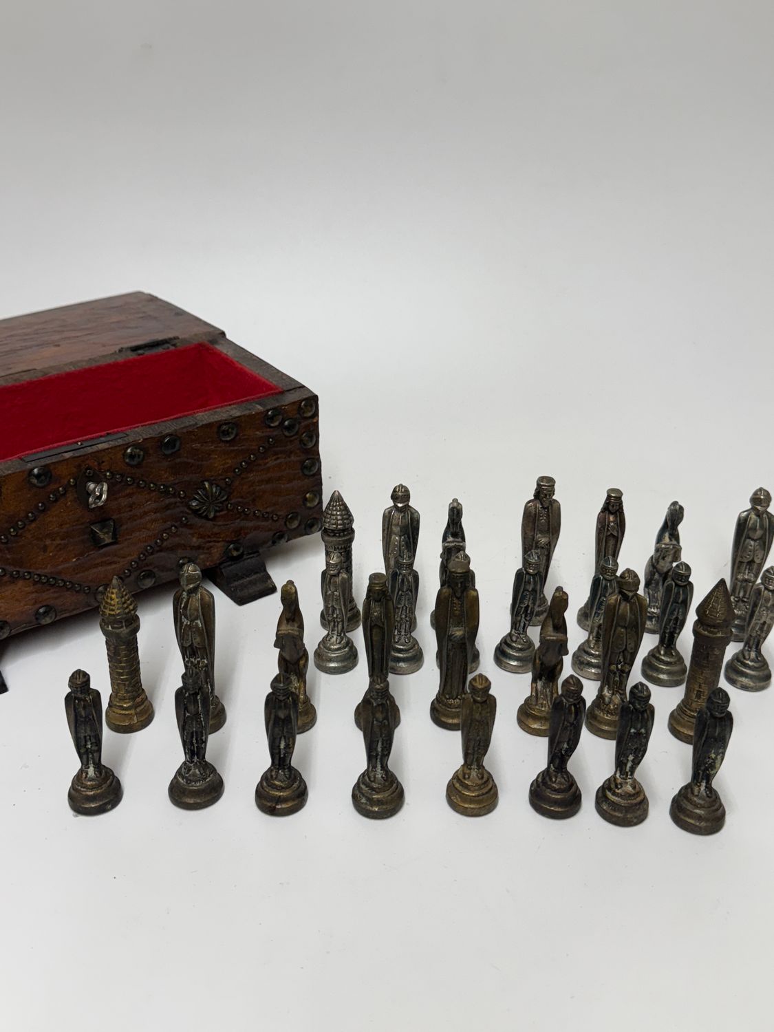 Chess Set in Vintage Metals w/ Rustic Box