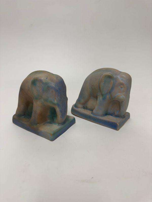 Denby Art Deco Ceramic Elephant Bookends