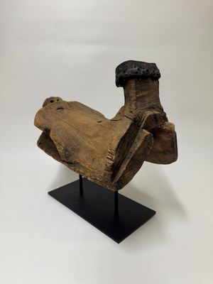 Folk Art Wooden Hand Carved Saddle w/ Stand