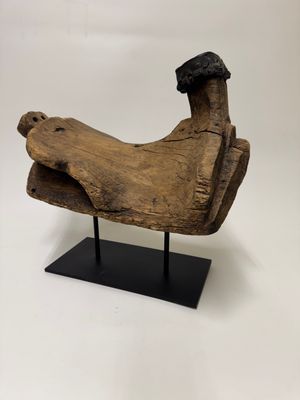 Folk Art Wooden Hand Carved Saddle w/ Stand
