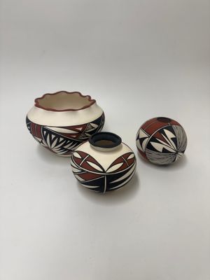 Acoma Pottery Ceramic Vessels, set of 3