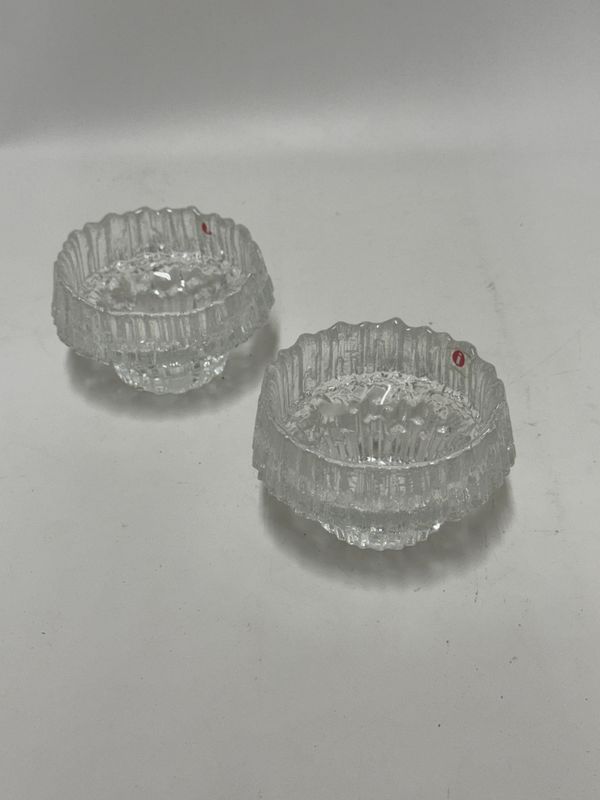 Iittala Finland Glass Bowl/Candle Holder, pair
