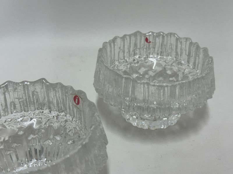 Iittala Finland Glass Bowl/Candle Holder, pair