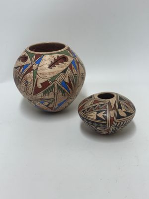 Southwestern Painted Swirlware Pottery, pair
