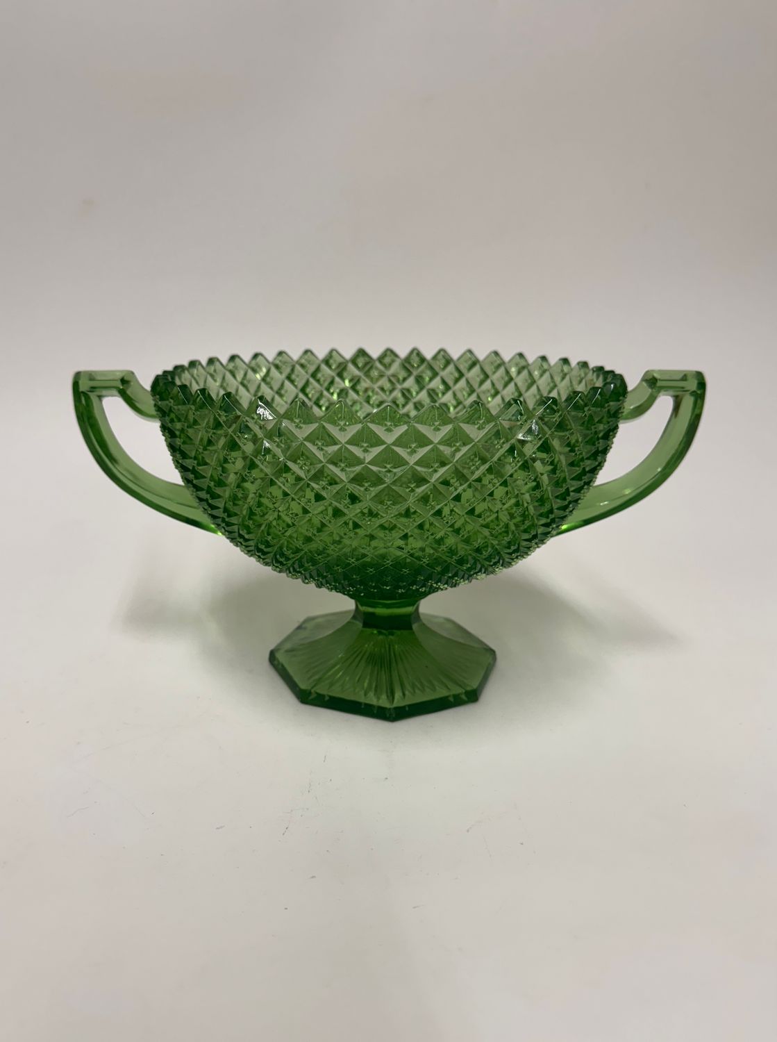 Westmoreland English Hobnail Uranium Glass Trophy Bowl