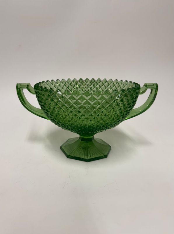 Westmoreland English Hobnail Uranium Glass Trophy Bowl