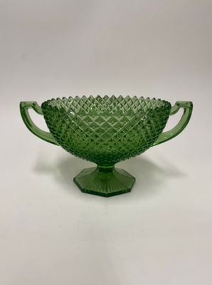 Westmoreland English Hobnail Uranium Glass Trophy Bowl