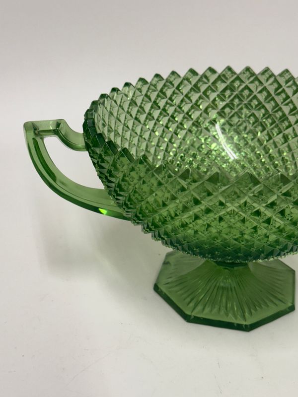 Westmoreland English Hobnail Uranium Glass Trophy Bowl