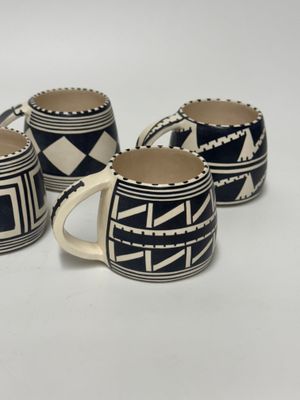 Southwestern Pottery Mugs by JW, set of 4