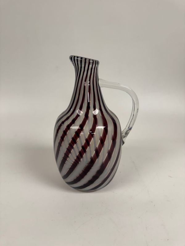 West German Art Glass Striped Pitcher/Vase