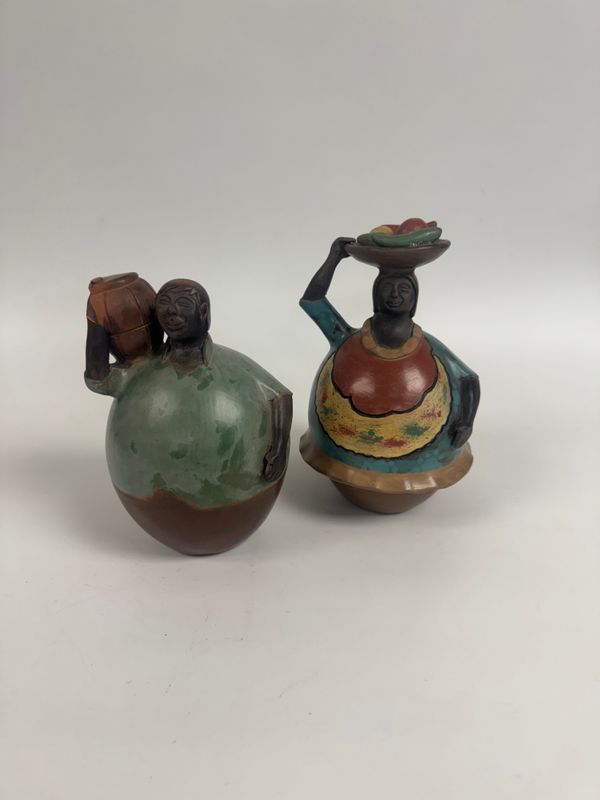 Pair of Peruvian Chulucanas Ceramic Figures