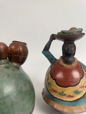 Pair of Peruvian Chulucanas Ceramic Figures