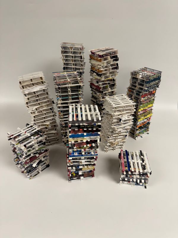 Sean Healy Upcycled Material Tower Sculptures, set of 9