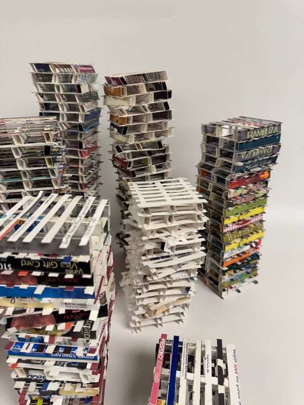 Sean Healy Upcycled Material Tower Sculptures, set of 9