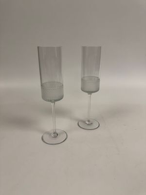 Tiffany & Co 'Diamond' Crystal Champagne Flutes, Pair