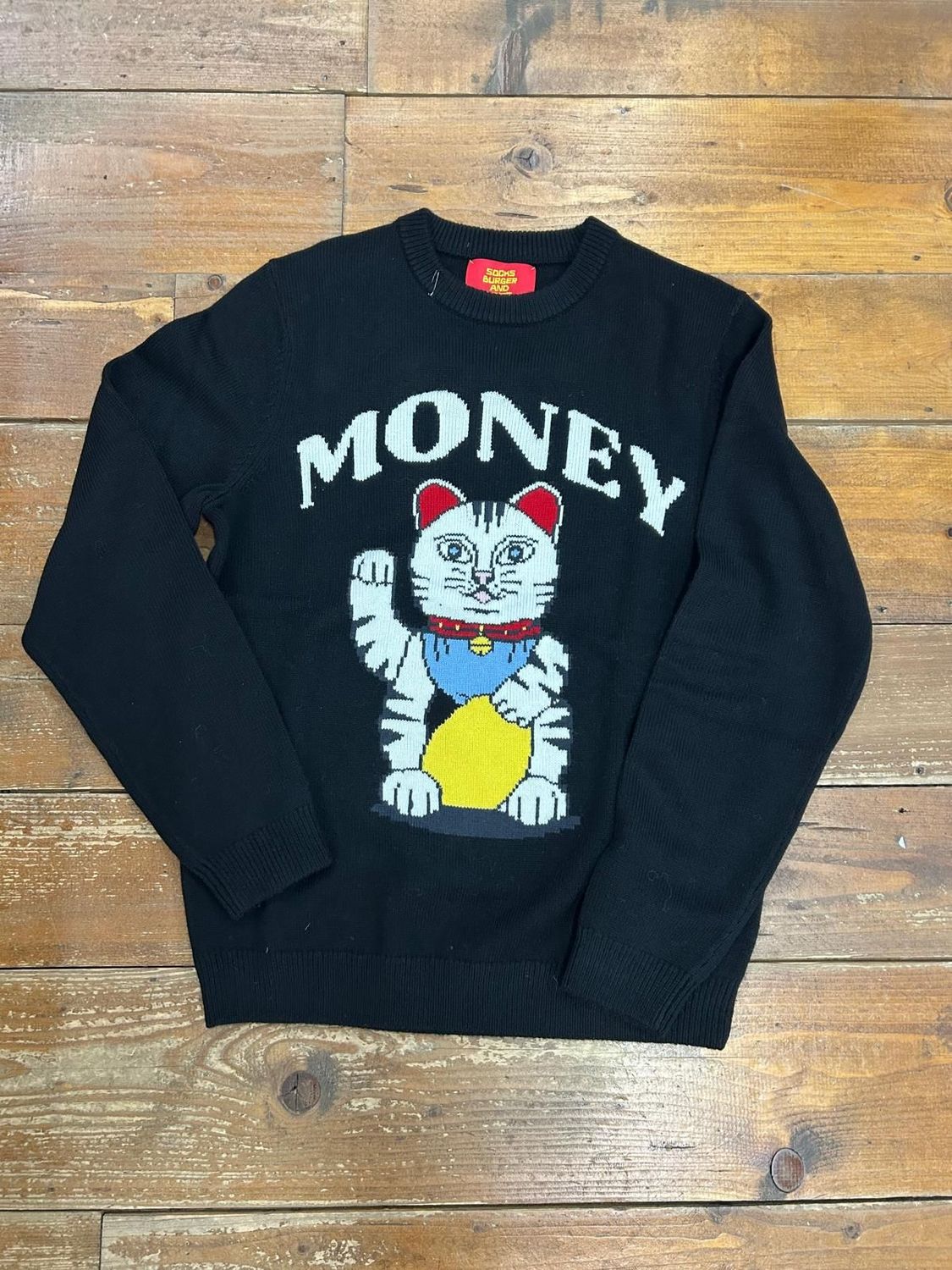 MAGLIA GIROCOLLO SOCKS BURGER AND FRIES - NERO