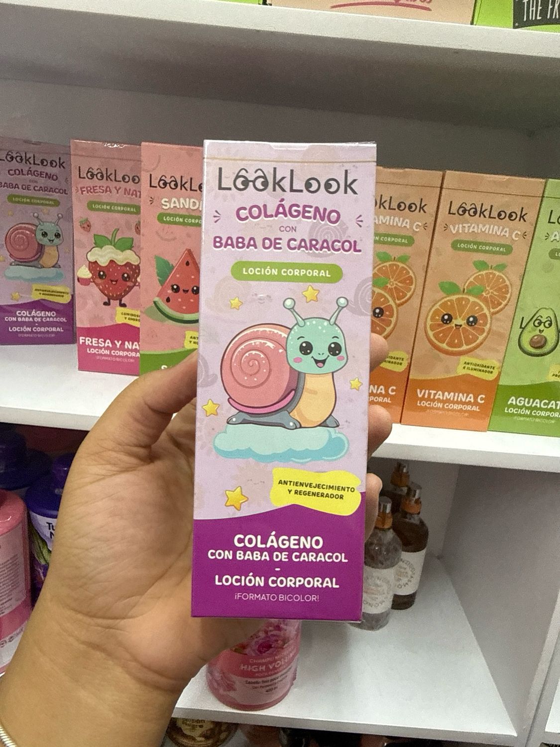 Look loción corporal, colageno con baba de caracol
