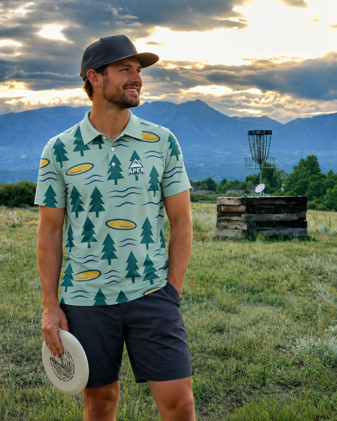 Disc Golf Polo - Woody Fairway Design - Teal