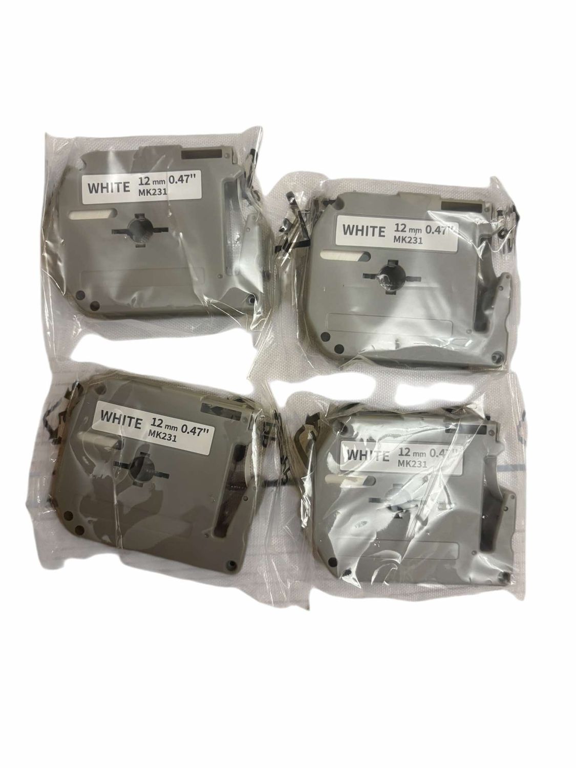 TAŚMA DO BROTHER M-K231 12MM 8M BIAŁA TAŚMA CZARNY NAPIS