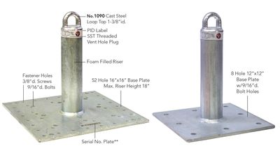 18" Commercial Roof Anchor w/ Pass Through Top