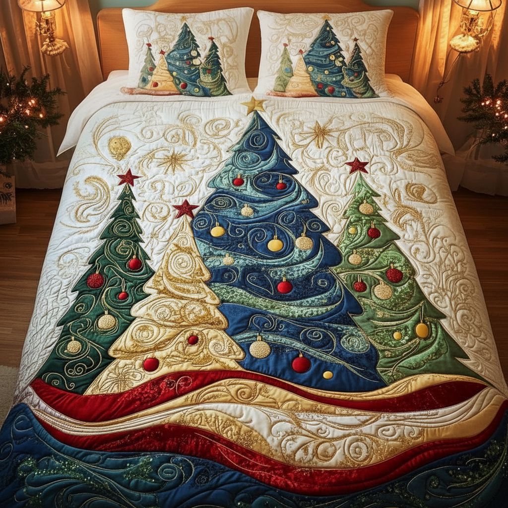 Starlit Holiday Breeze 3-Piece Quilted Bedding Set