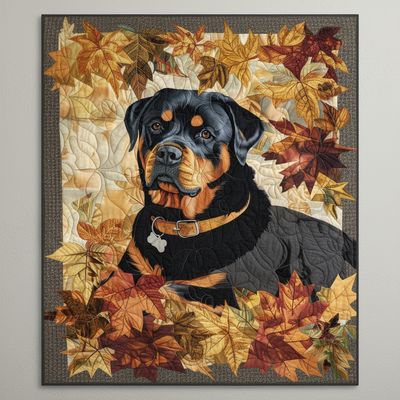 Rottweiler's Autumn Breeze Quilted Blanket Rottweiler's Autumn Breeze Quilted Blanket