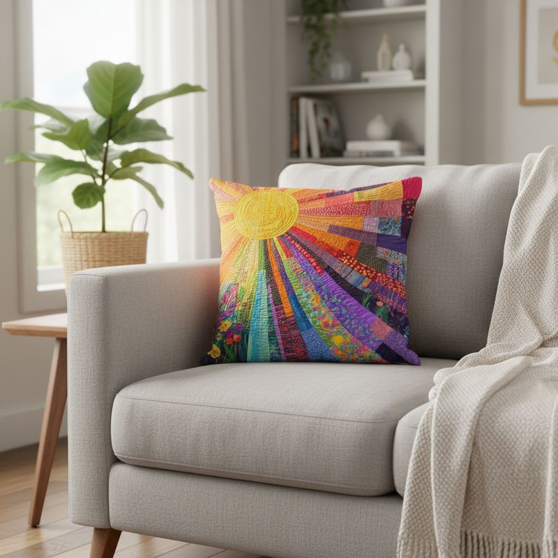 Cheerful Sunshine Quilted Pillow Case