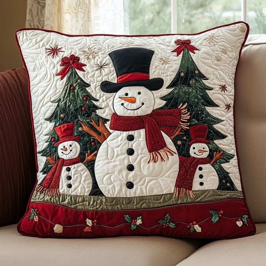 Frosty Friends Quilted Pillow Case