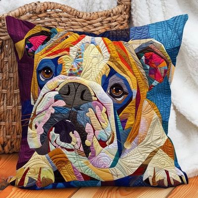 Cozy Bulldog Quilted Pillow Case