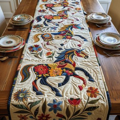 Dynamic Horse Design Quilted Table Runner Dynamic Horse Design Quilted Table Runner