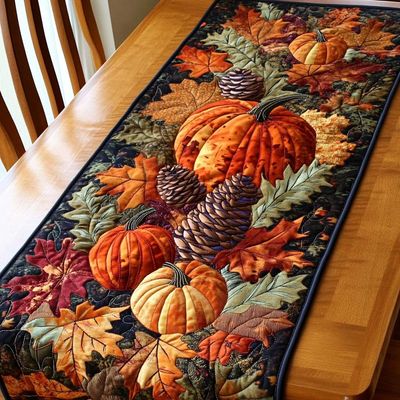 Woodland Pumpkin Patch Quilted Table Runner Woodland Pumpkin Patch Quilted Table Runner