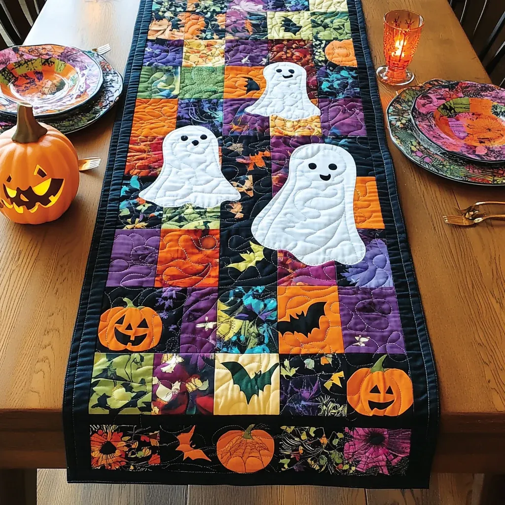 Trick Or Treat Halloween Quilted Table Runner