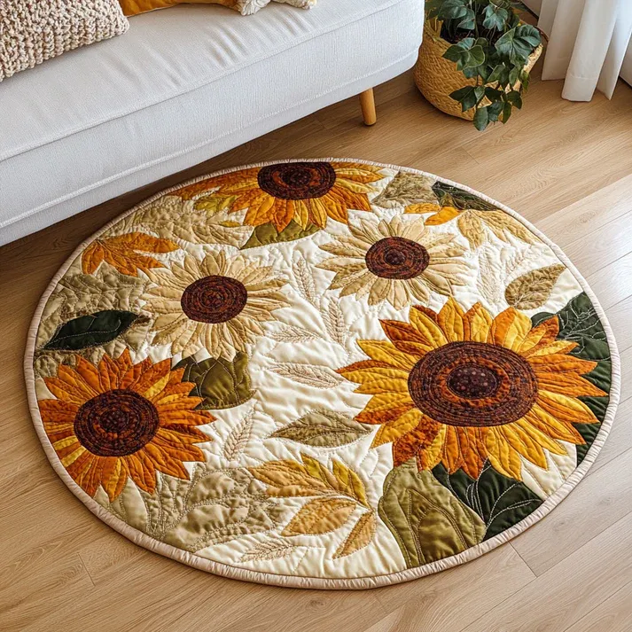 Abundant Sunflowers Quilted Round Mat