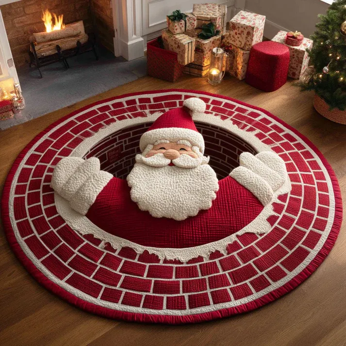 Santa Night Quilted Round Mat