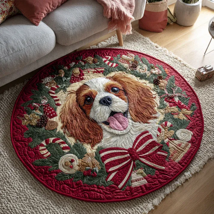 Wreath King Charles Quilted Round Mat