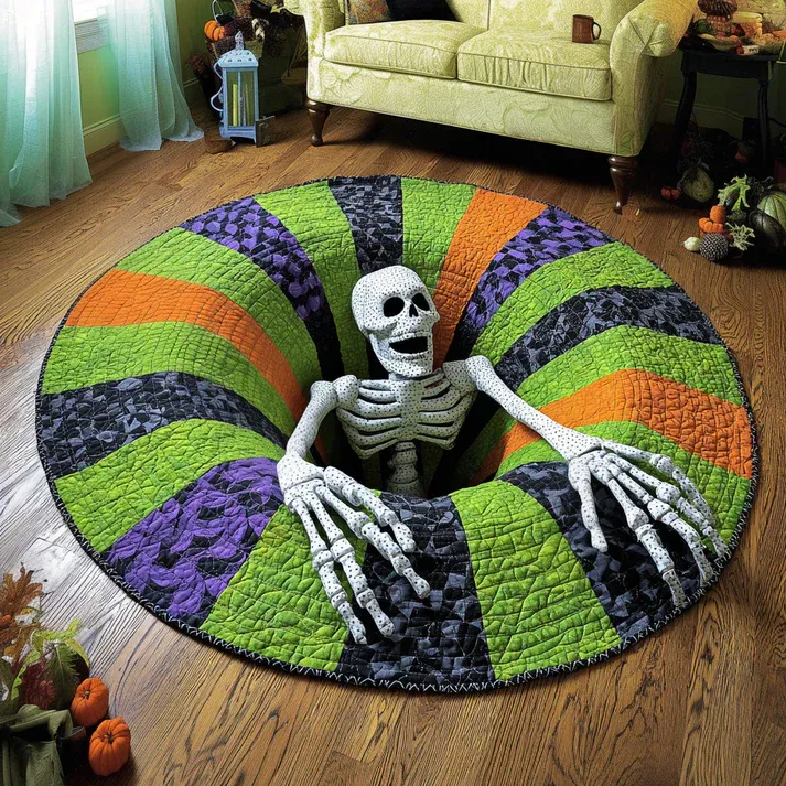 Skeleton Snare Quilted Round Mat