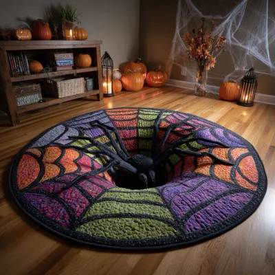 Witch Web Abyss Quilted Round Mat