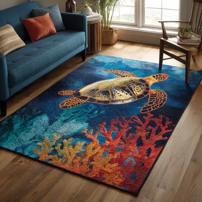 Aqua Turtle Area Rug