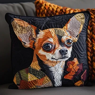 Autumn Chihuahua Quilted Pillow Case Autumn Chihuahua Quilted Pillow Case